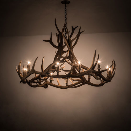Meyda Custom 200468 Antlers Rustic Antique Copper 56" Chandelier Lamp
