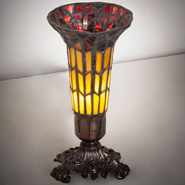 Meyda Lighting 20232 Stained Glass Pond Lily Tiffany Mahogany Bronze Accent Lamp