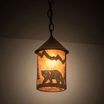 Meyda Custom 202429 Lone Bear Rustic Rust Mini Pendant Lamp