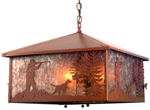 Meyda Custom 20934 Quail Hunter Rustic Rust Hanging Pendant Light