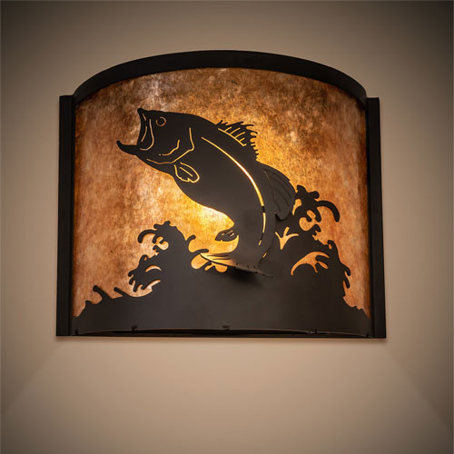 Meyda Custom 210341 Leaping Bass Oil Rubbed Bronze Outdoor Lighting Sconce