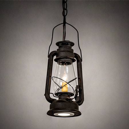 Meyda Custom 212895 Miner's Lantern Traditional Dark Roast Mini Hanging Light Fixture