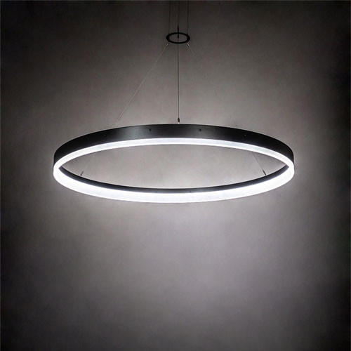 Meyda Custom 213855 Anillo Apollonia Contemporary Textured Black LED Chandelier Light