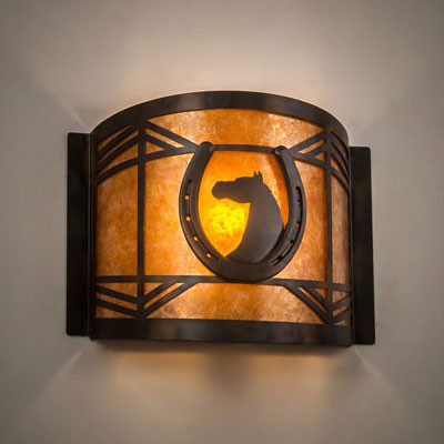 Meyda Custom 213985 Horseshoe Antique Copper / Burnished Wall Light Fixture