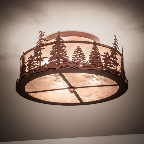 Meyda Custom 219183 Tall Pines Rustic Rust Flush Mount Lighting