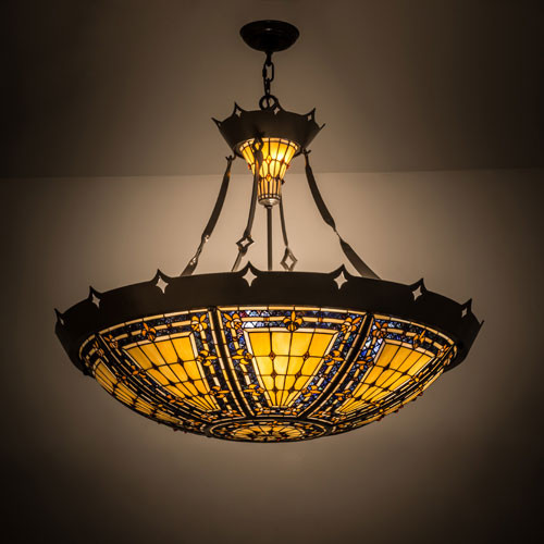 Meyda Custom 21938 Fleur-de-lis Tiffany Timeless Bronze Pendant Lamp
