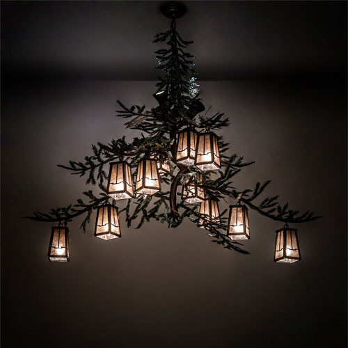 Meyda Custom 220711 Pine Branch Country Timeless Bronze / Cafe-Noir LED Ceiling Chandelier