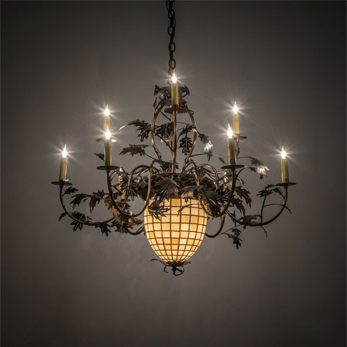 Meyda Custom 223642 Greenbriar Oak Antique Copper Chandelier Light