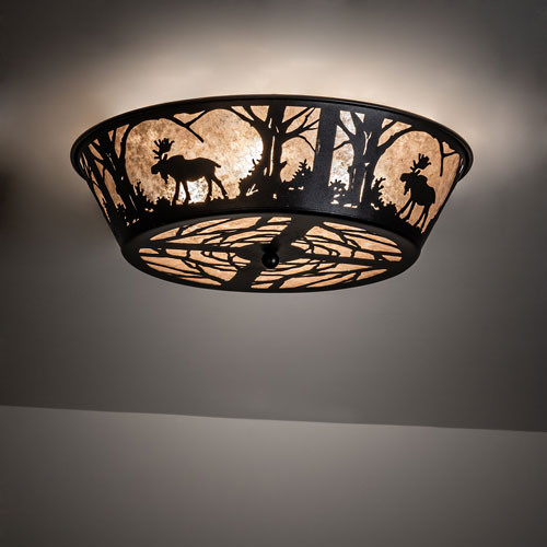 Meyda Custom 225869 Northwoods Moose at Dawn Rustic Ceiling Light