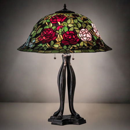 Meyda Lighting 229111 Tiffany Rosebush Tiffany Mahogany Bronze Lighting Table Lamp