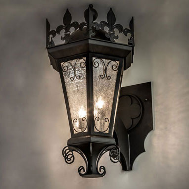 Meyda Custom 230017 Chaumont Traditional Black Outdoor 37" Wall Sconce Lighting
