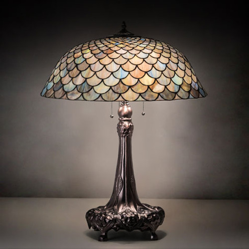 Meyda Lighting 230462 Tiffany Fishscale Tiffany Mahogany Bronze Lighting Table Lamp