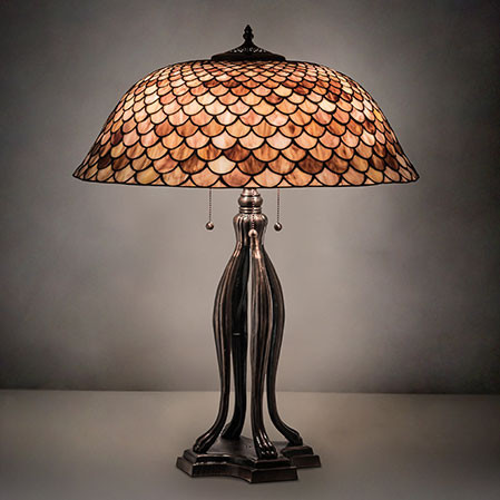 Meyda Lighting 230385 Fishscale Tiffany Mahogany Bronze Table Lamp
