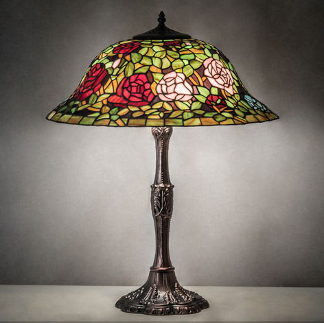 Meyda Lighting 232799 Tiffany Rosebush Tiffany Mahogany Bronze Side Table Lamp