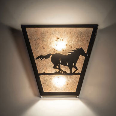 Meyda Custom 235509 Running Horse Timeless Bronze Wall Sconce Lighting
