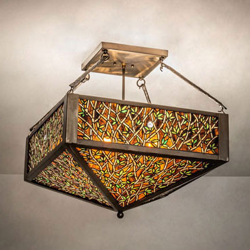 Meyda Custom 235973 Bamboo Tiffany Antique Copper Ceiling Light Fixture