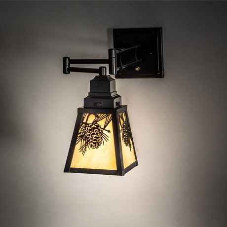 Meyda Custom 235906 Winter Pine Timeless Bronze Swing Arm Wall Lamp