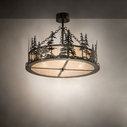 Meyda Custom 241418 Tall Pines Country Black Drum Pendant Lamp