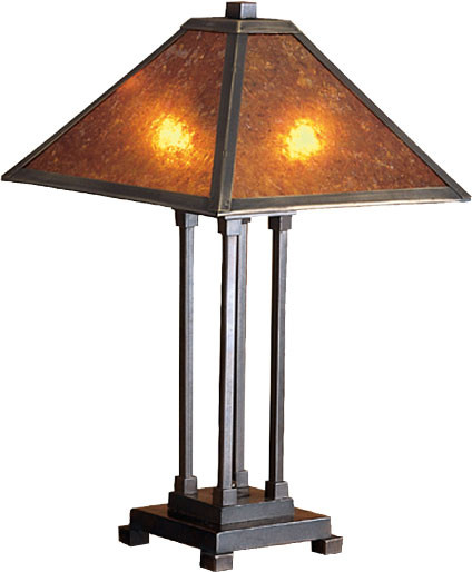 Meyda Lighting 24217 Mission 2 Light Mica Pyramidal Pillar Desk Lighting Fixture