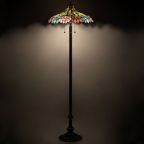 Meyda Lighting 242789 Wisteria Tiffany Mahogany Bronze Floor Lighting