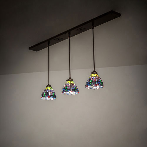 Meyda Custom 244630 Tiffany Hanginghead Dragonfly Tiffany Mahogany Bronze LED Multi Hanging Lamp