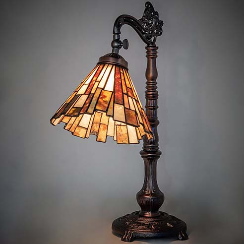 Meyda Lighting 244785 Delta Tiffany Mahogany Bronze Desktop Lamp