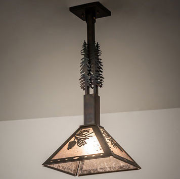 Meyda Custom 245252 Winter Pine Rustic Antique Copper Drop Ceiling Light Fixture