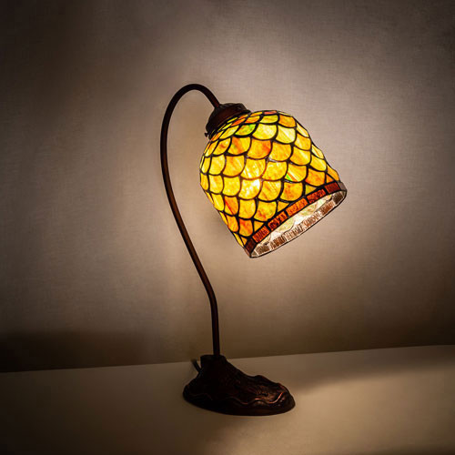 Meyda Custom 247788 Acorn Tiffany Mahogany Bronze Desk Lamp