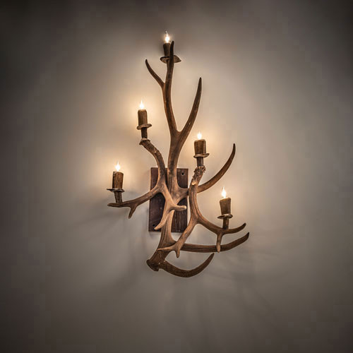 Meyda Custom 247860 Antlers Rustic Cocolate And Beige Wall Sconce Light