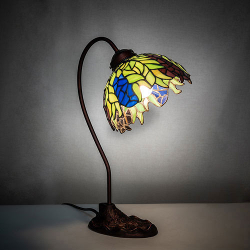 Meyda Custom 247919 Tiffany Honey Locust Tiffany Mahogany Bronze Reading Lamp