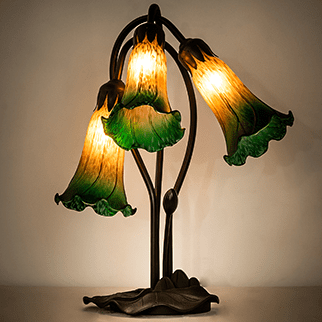 Meyda Lighting 254243 Amber / Green Pond Lily Contemporary Mahogany Bronze Table Lighting