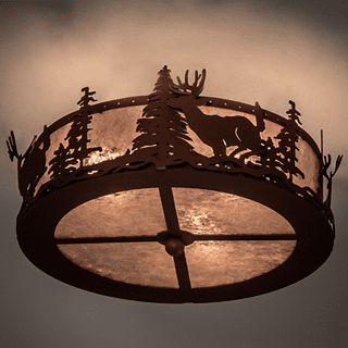 Meyda Custom 254762 Deer at Dusk Country Rust LED Ceiling Lighting Fixture