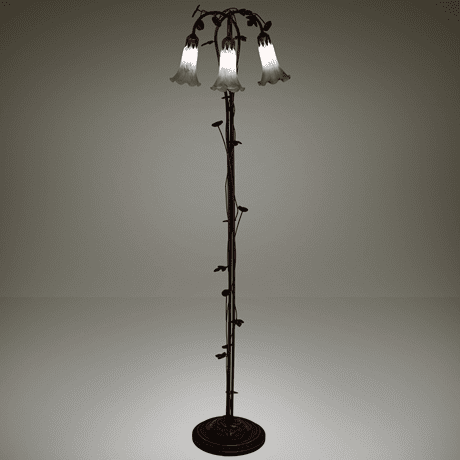 Meyda Lighting 255132 Grey Pond Lily Contemporary Mahogany Bronze Floor Lamp Lighting