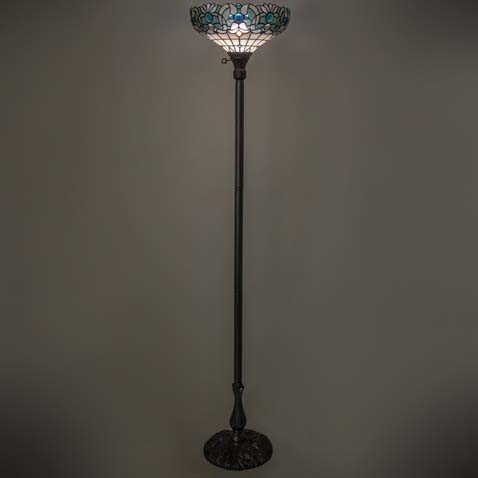 Meyda Lighting 255708 Angelica Tiffany Mahogany Bronze Torchiere Floor Lamp