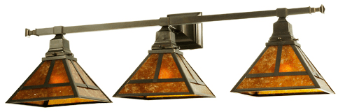 Meyda Custom 255952 T Mission Tiffany Craftsman Brown Bath Sconce