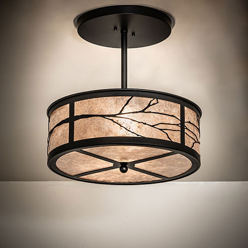 Meyda Custom 258280 Branches Wrought Iron Drum Drop Ceiling Light Fixture