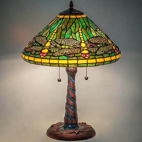 Meyda Lighting 259779 Tiffany Dragonfly Tiffany Mahogany Bronze Table Lighting