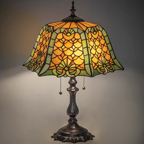 Meyda Lighting 264857 Duffner & Kimberly Shell & Diamond Tiffany Mahogany Bronze Table Top Lamp