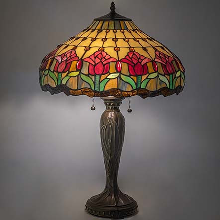 Meyda Lighting 265019 Colonial Tulip Tiffany Bronze Table Top Lamp