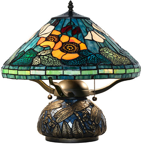 Meyda Lighting 270666 Tiffany Poppy Tiffany Antique / Mahogany Bronze Table Lamp