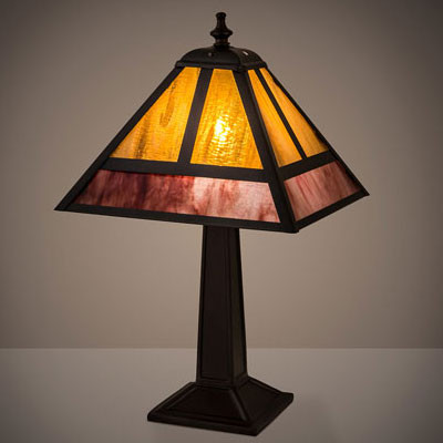 Meyda Custom 27123 T Mission Tiffany Craftsman Brown;Mahogany Bronze Lighting Table Lamp