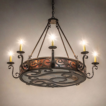 Meyda Custom 273773 Delano Traditional Gilded Tobacco Hanging Chandelier