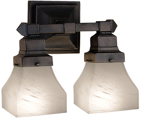 Meyda Lighting 27622 Bungalow Mahogany Bronze 2 Lamp 13 Inch Wide Wall Light Sconce