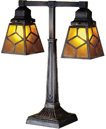 Meyda Lighting 27879 Diamond Mission 2 Light Tiffany Desk Lighting Fixture