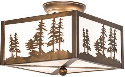 Meyda Custom 280332 Tall Pines Antique Copper Ceiling Light