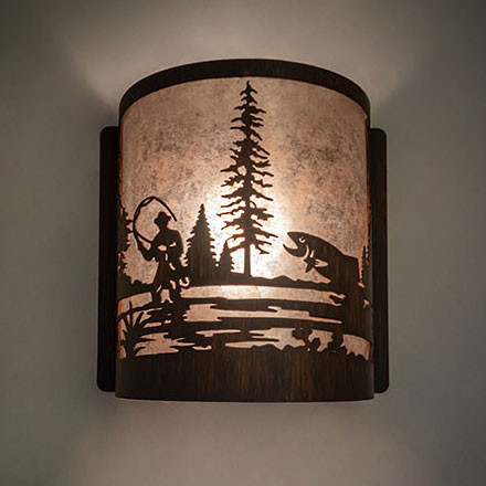 Meyda Custom 281098 Fly Fishing Driftwood Brown Wall Light Sconce