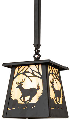 Meyda Custom 282330 Deer at Dawn Oil Rubbed Bronze Ceiling Pendant Light