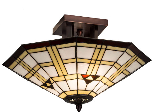 Meyda Lighting 28284 Arrowhead Mission Tiffany Beige Amber Ceiling Light Fixture