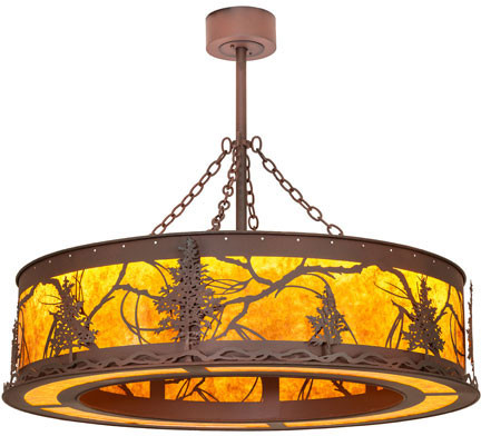 Meyda Custom 284136 Tamarack Wrought Iron on Rust LED Drum Hanging Pendant Lighting