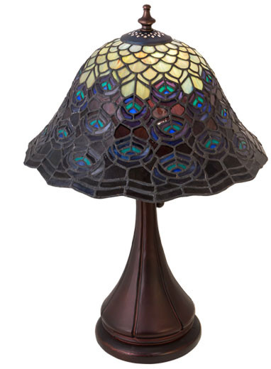 Meyda Lighting 28568 Tiffany Peacock Feather Tiffany Table Light